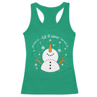 Anti ICE Christmas Racerback Tank Top Let It Snow But Fuck Ice Cute Snowman Winter - Wonder Print Shop