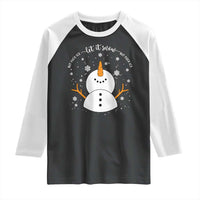 Anti ICE Christmas Raglan Shirt Let It Snow But Fuck Ice Cute Snowman Winter - Wonder Print Shop