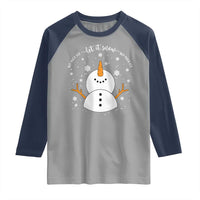 Anti ICE Christmas Raglan Shirt Let It Snow But Fuck Ice Cute Snowman Winter - Wonder Print Shop