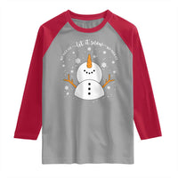 Anti ICE Christmas Raglan Shirt Let It Snow But Fuck Ice Cute Snowman Winter - Wonder Print Shop