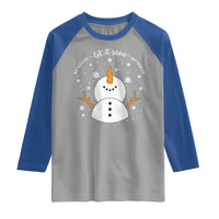Anti ICE Christmas Raglan Shirt Let It Snow But Fuck Ice Cute Snowman Winter - Wonder Print Shop