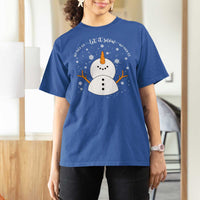 Anti ICE Christmas T Shirt For Women Let It Snow But Fuck Ice Cute Snowman Winter - Wonder Print Shop