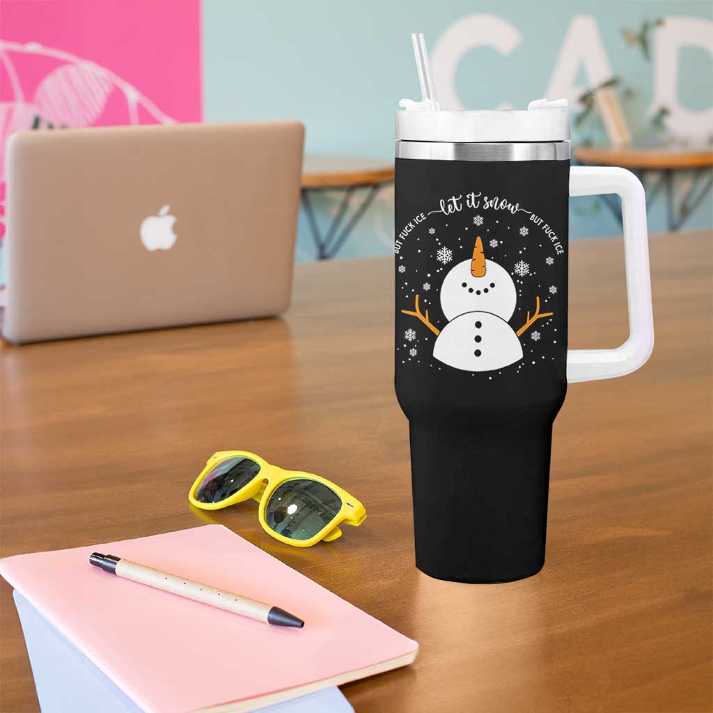 Anti ICE Christmas Tumbler With Handle Let It Snow But Fuck Ice Cute Snowman Winter - Wonder Print Shop