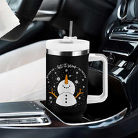 Anti ICE Christmas Tumbler With Handle Let It Snow But Fuck Ice Cute Snowman Winter - Wonder Print Shop