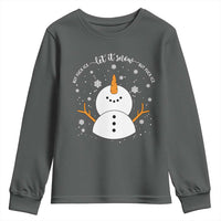 Anti ICE Christmas Youth Sweatshirt Let It Snow But Fuck Ice Cute Snowman Winter - Wonder Print Shop