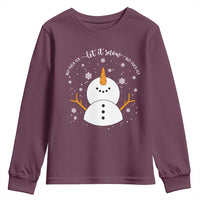 Anti ICE Christmas Youth Sweatshirt Let It Snow But Fuck Ice Cute Snowman Winter - Wonder Print Shop