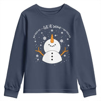 Anti ICE Christmas Youth Sweatshirt Let It Snow But Fuck Ice Cute Snowman Winter - Wonder Print Shop