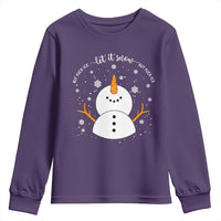 Anti ICE Christmas Youth Sweatshirt Let It Snow But Fuck Ice Cute Snowman Winter - Wonder Print Shop