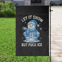Anti ICE Christmas Garden Flag Retro Blue Snowman Let It Snow But Fuck Ice - Wonder Print Shop