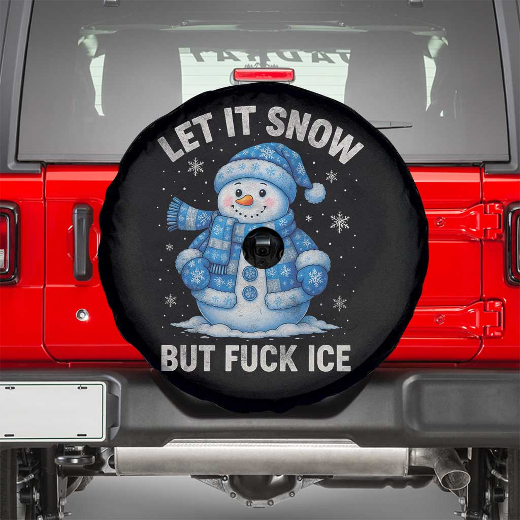Anti ICE Christmas Spare Tire Cover Retro Blue Snowman Let It Snow But Fuck Ice - Wonder Print Shop