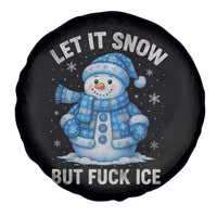 Anti ICE Christmas Spare Tire Cover Retro Blue Snowman Let It Snow But Fuck Ice - Wonder Print Shop