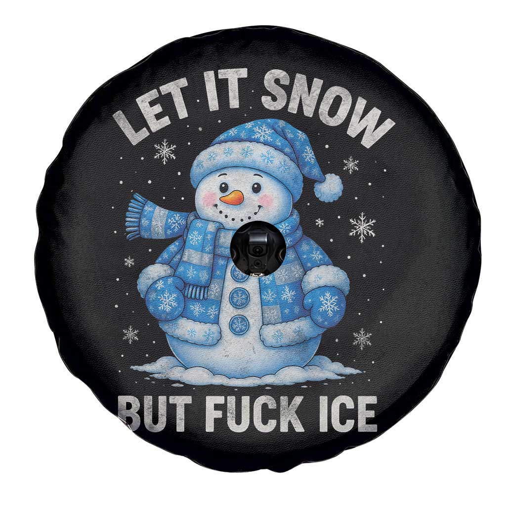 Anti ICE Christmas Spare Tire Cover Retro Blue Snowman Let It Snow But Fuck Ice - Wonder Print Shop
