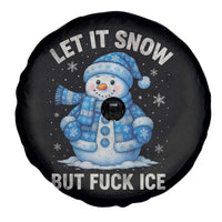 Anti ICE Christmas Spare Tire Cover Retro Blue Snowman Let It Snow But Fuck Ice - Wonder Print Shop
