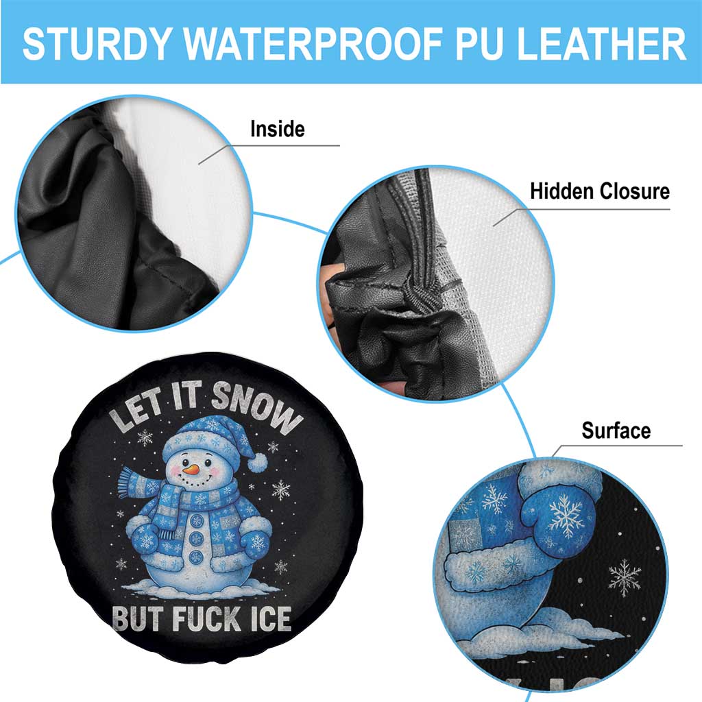 Anti ICE Christmas Spare Tire Cover Retro Blue Snowman Let It Snow But Fuck Ice - Wonder Print Shop