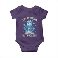 Anti ICE Christmas Baby Onesie Retro Blue Snowman Let It Snow But Fuck Ice - Wonder Print Shop