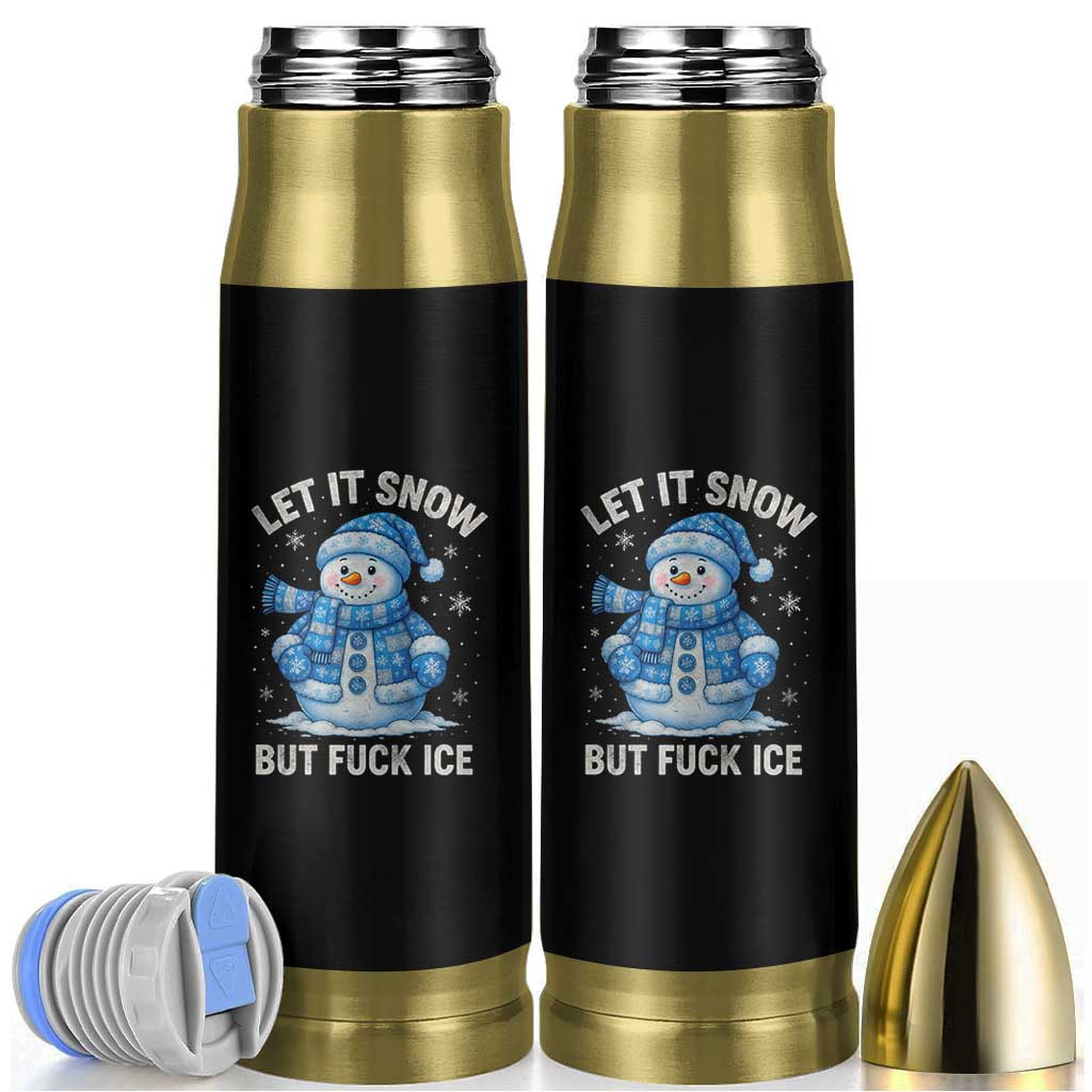 Anti ICE Christmas Bullet Tumbler Retro Blue Snowman Let It Snow But Fuck Ice - Wonder Print Shop