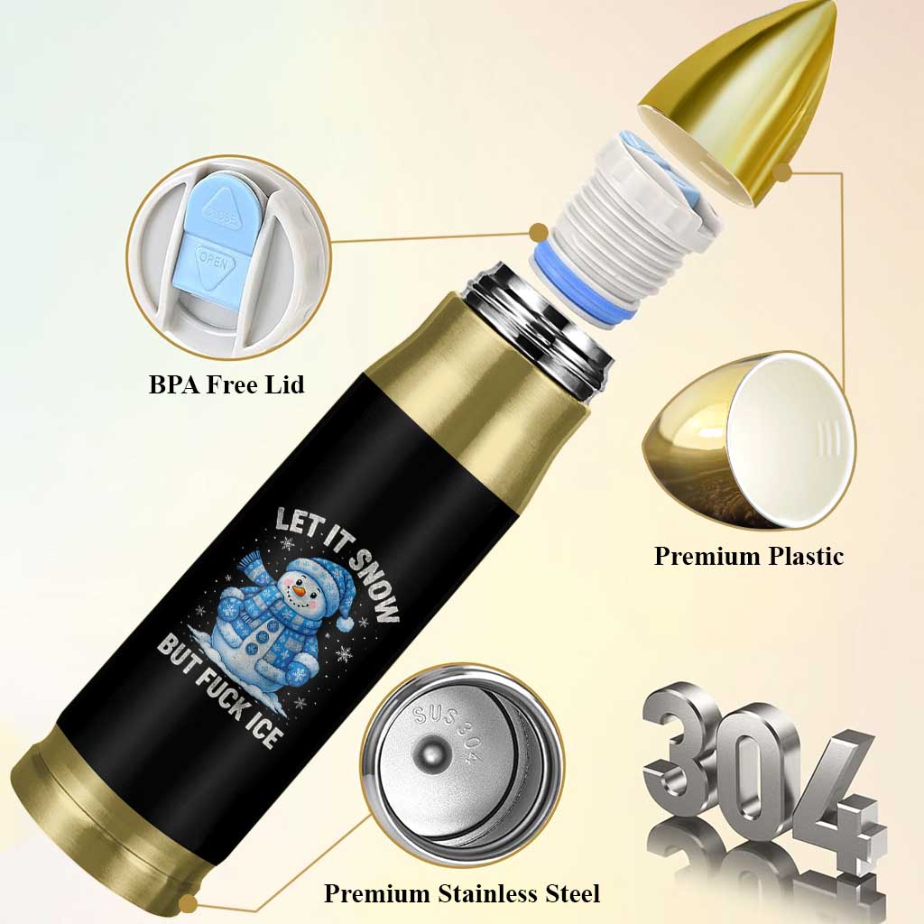 Anti ICE Christmas Bullet Tumbler Retro Blue Snowman Let It Snow But Fuck Ice - Wonder Print Shop