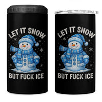 Anti ICE Christmas 4 in 1 Can Cooler Tumbler Retro Blue Snowman Let It Snow But Fuck Ice - Wonder Print Shop