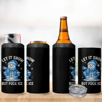 Anti ICE Christmas 4 in 1 Can Cooler Tumbler Retro Blue Snowman Let It Snow But Fuck Ice - Wonder Print Shop