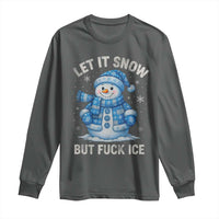Anti ICE Christmas Long Sleeve Shirt Retro Blue Snowman Let It Snow But Fuck Ice - Wonder Print Shop