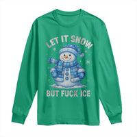 Anti ICE Christmas Long Sleeve Shirt Retro Blue Snowman Let It Snow But Fuck Ice - Wonder Print Shop