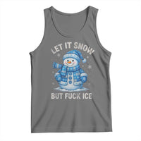 Anti ICE Christmas Tank Top Retro Blue Snowman Let It Snow But Fuck Ice - Wonder Print Shop