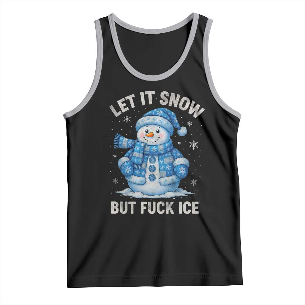 Anti ICE Christmas Tank Top Retro Blue Snowman Let It Snow But Fuck Ice - Wonder Print Shop