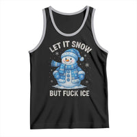 Anti ICE Christmas Tank Top Retro Blue Snowman Let It Snow But Fuck Ice - Wonder Print Shop
