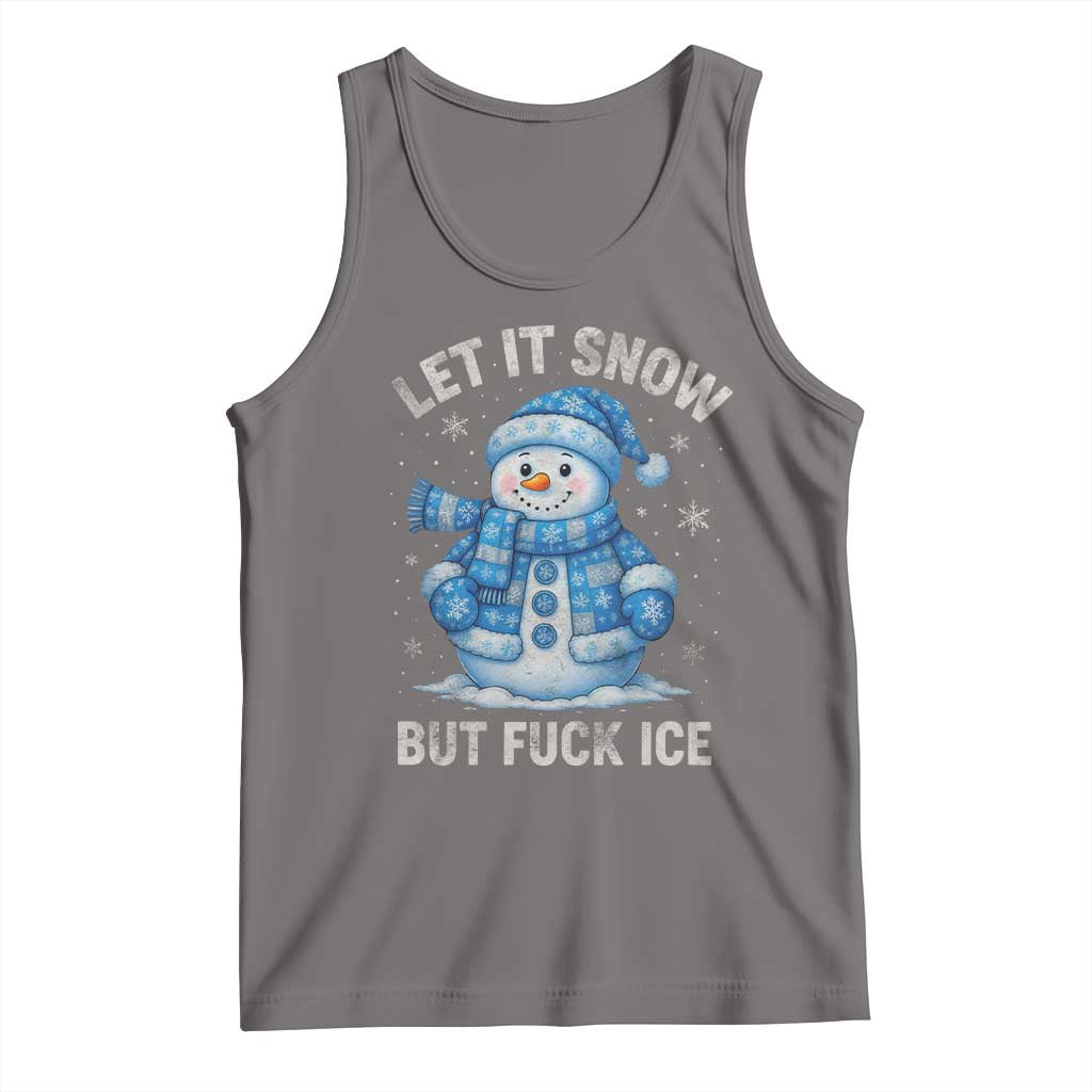 Anti ICE Christmas Tank Top Retro Blue Snowman Let It Snow But Fuck Ice - Wonder Print Shop