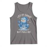 Anti ICE Christmas Tank Top Retro Blue Snowman Let It Snow But Fuck Ice - Wonder Print Shop