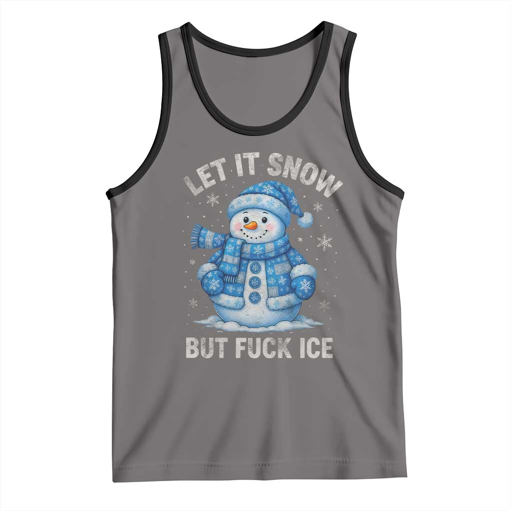Anti ICE Christmas Tank Top Retro Blue Snowman Let It Snow But Fuck Ice - Wonder Print Shop