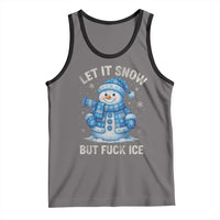Anti ICE Christmas Tank Top Retro Blue Snowman Let It Snow But Fuck Ice - Wonder Print Shop