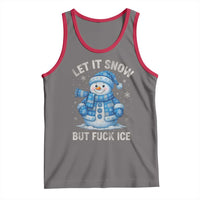 Anti ICE Christmas Tank Top Retro Blue Snowman Let It Snow But Fuck Ice - Wonder Print Shop
