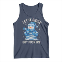 Anti ICE Christmas Tank Top Retro Blue Snowman Let It Snow But Fuck Ice - Wonder Print Shop