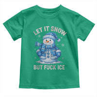 Anti ICE Christmas Toddler T Shirt Retro Blue Snowman Let It Snow But Fuck Ice - Wonder Print Shop