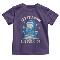Anti ICE Christmas Toddler T Shirt Retro Blue Snowman Let It Snow But Fuck Ice - Wonder Print Shop