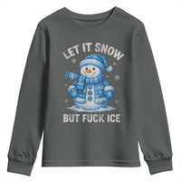 Anti ICE Christmas Youth Sweatshirt Retro Blue Snowman Let It Snow But Fuck Ice - Wonder Print Shop