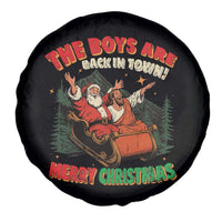 The Boys Are Back in Town Christmas Spare Tire Cover Funny Santa Jesus - Wonder Print Shop