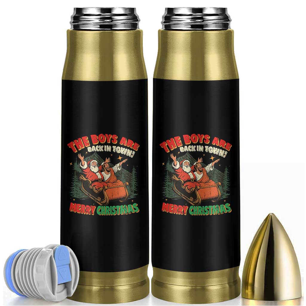 The Boys Are Back in Town Christmas Bullet Tumbler Funny Santa Jesus - Wonder Print Shop