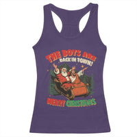The Boys Are Back in Town Christmas Racerback Tank Top Funny Santa Jesus - Wonder Print Shop