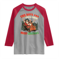 The Boys Are Back in Town Christmas Raglan Shirt Funny Santa Jesus - Wonder Print Shop