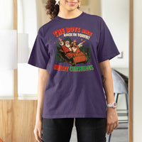The Boys Are Back in Town Christmas T Shirt For Women Funny Santa Jesus - Wonder Print Shop