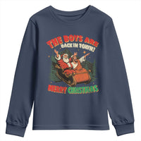 The Boys Are Back in Town Christmas Youth Sweatshirt Funny Santa Jesus - Wonder Print Shop