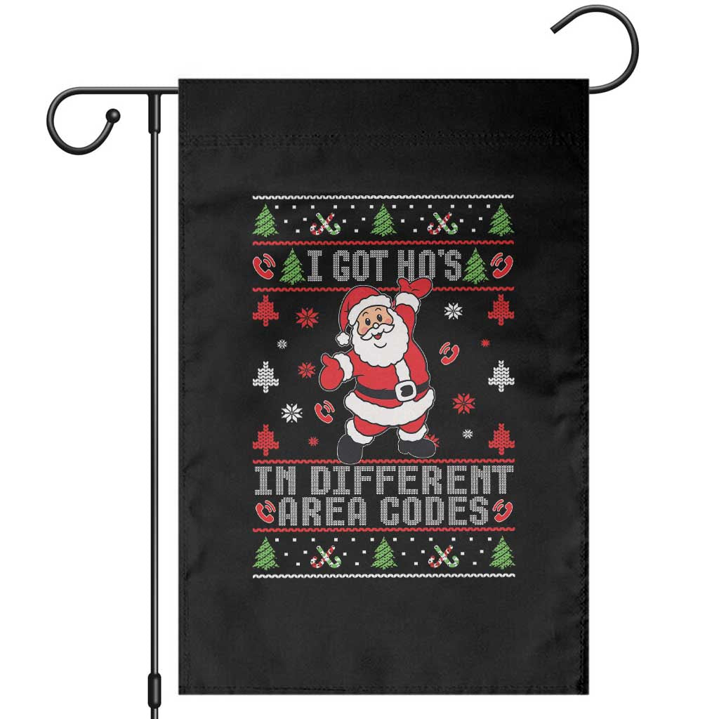 Funny Santa Ugly Christmas Garden Flag I Got Hos in Different Area Codes - Wonder Print Shop