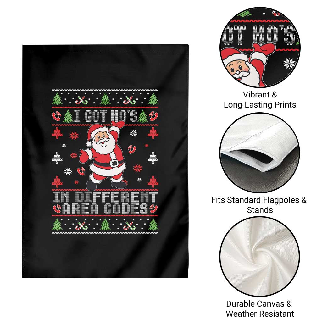 Funny Santa Ugly Christmas Garden Flag I Got Hos in Different Area Codes - Wonder Print Shop