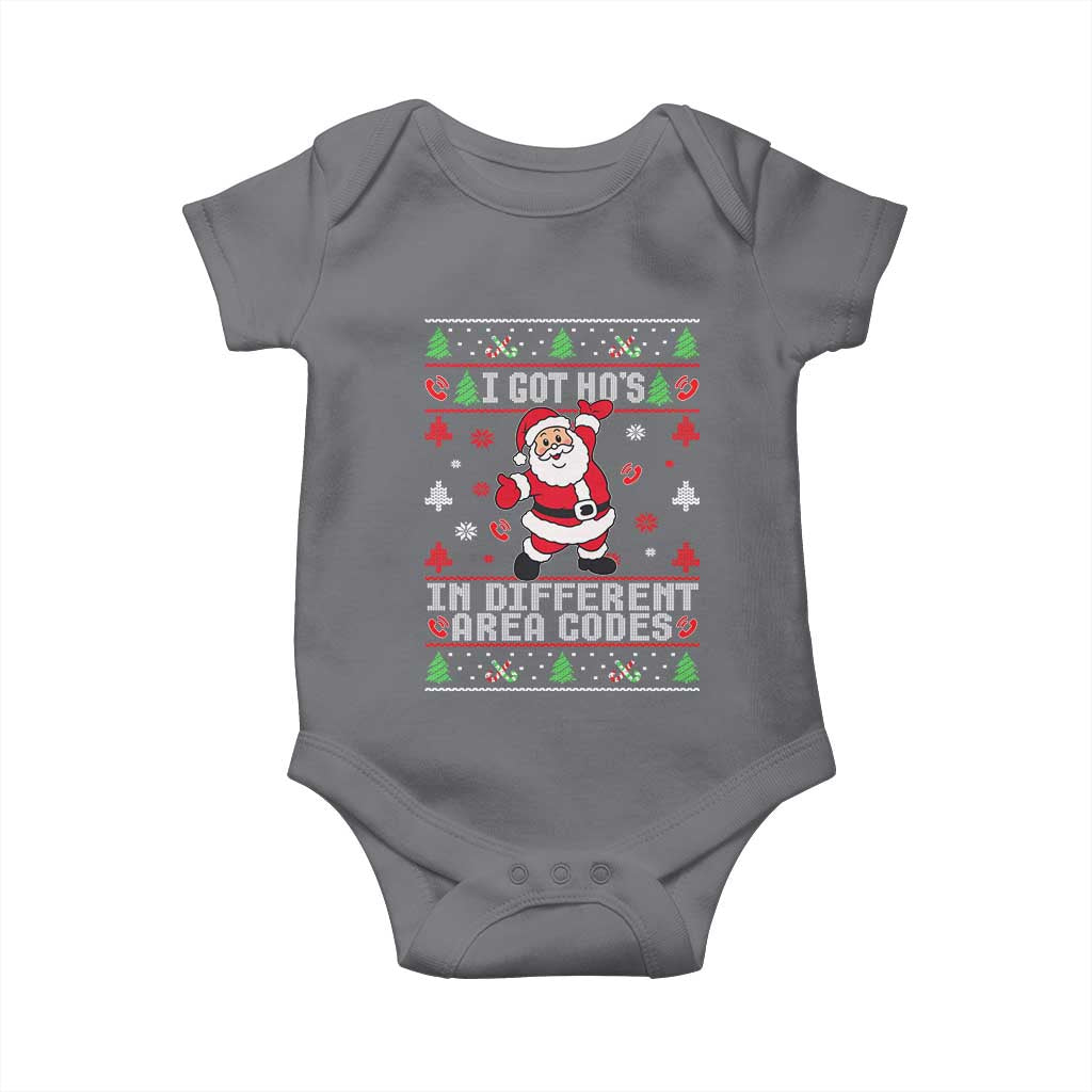 Funny Santa Ugly Christmas Baby Onesie I Got Hos in Different Area Codes - Wonder Print Shop