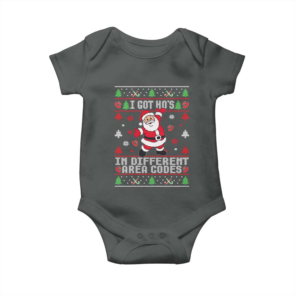 Funny Santa Ugly Christmas Baby Onesie I Got Hos in Different Area Codes - Wonder Print Shop