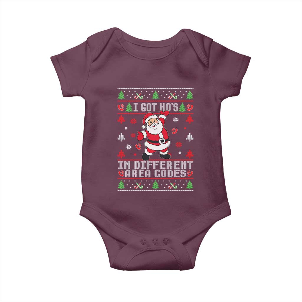 Funny Santa Ugly Christmas Baby Onesie I Got Hos in Different Area Codes - Wonder Print Shop