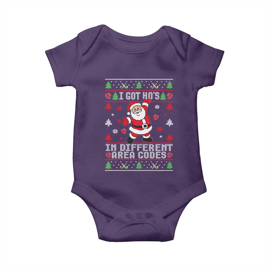 Funny Santa Ugly Christmas Baby Onesie I Got Hos in Different Area Codes - Wonder Print Shop