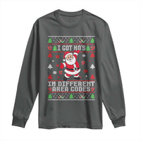 Funny Santa Ugly Christmas Long Sleeve Shirt I Got Hos in Different Area Codes - Wonder Print Shop